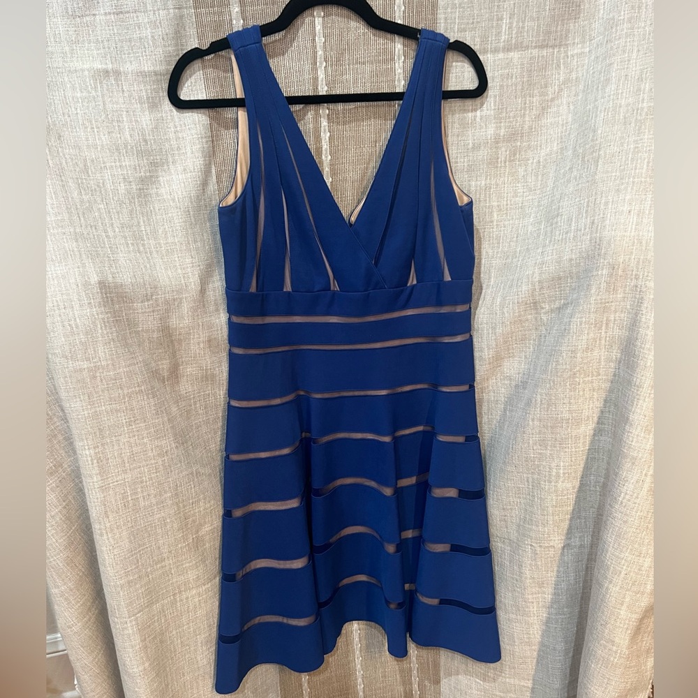 Mikael Aghal Blue and Nude dress
